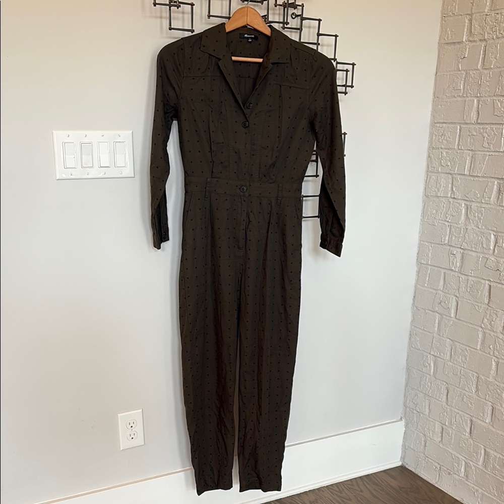 Madewell Olive Green Polka Dot jumpsuit